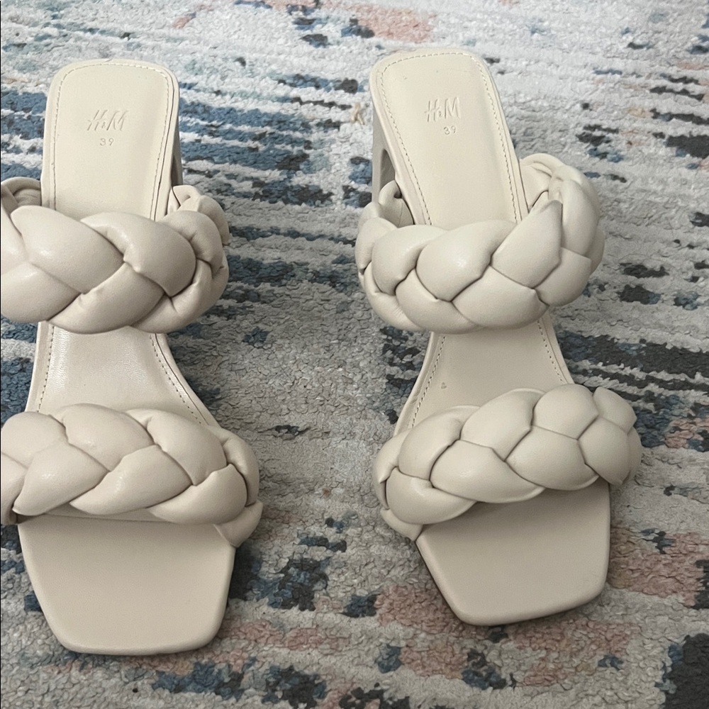 H&M Ivory Braided Heeled Sandals